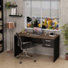 Mesa De Escritório Escrivaninha 140x60cm com Gaveta Nogal