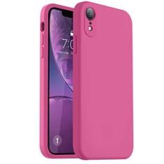 Vooii Capa compatível com iPhone XR, silicone líquido atualizado com [bordas planas] [proteção da câmera] [forro de microfibra macio antiarranhões] Capa de celular para iPhone 10 XR 6,1 polegadas