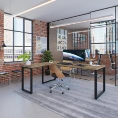 Escrivaninha em L Yon Presidente 190x70x75 Vermont/Preto