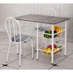 Conjunto de Mesa com 2 Cadeiras Alice Preto Listrado - Artefamol