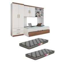 Guarda Roupas 4 Portas Com Cama Embutida Solteiro - Phoenix Baby