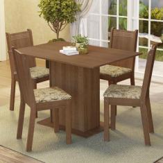 Conjunto Sala de Jantar Madesa Luana Mesa Tampo de Madeira com 4 Cadei