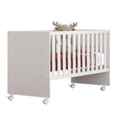 Berço Simples Reto Doce Sonho c/ Rodízios Qmovi Branco