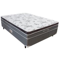 Cama Box Conjugada Casal Nature Bambu Com Pillow Inn E Molas Bonnel 56x138x188cm Herval Preto Com Cinza
