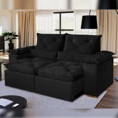 Sofá Retrátil E Reclinável 3 Lugares 196cm Londres Preto