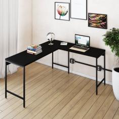 Mesa De Escritório Em L Estilo Industrial 150x140cm Active Preto Onix-preto