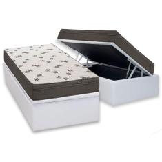 Cama Box Baú Solteiro: Colchão Espuma D45 Ortobom Light + Base Crc Courano White(88x188)