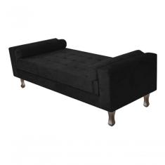 Recamier Baú Félix Solteiro 100cm Suede Rosê - Amarena Móveis Cor Preto