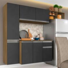 Armário De Cozinha Suspenso 4 Peças Liris Bore/graf - Móveis Arapongas Boreal/grafite
