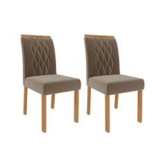 Cadeira Sala de Jantar Juliana Wood Kit 2 Un Madeirado/Suede Joli Capu