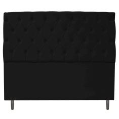 Cabeceira Estofada Liverpool 140 cm Casal Corano Preto