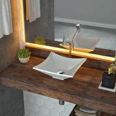 Cuba de Apoio para Banheiro L30 Lux Quadrada Folha Compace Branco