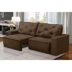 Sofá Retrátil e Reclinável 3 lugares com Molas 1,50m Alana Suede Marrom Madelina