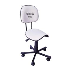 Cadeira sela secretária L duplo tatuador manicure dentista base aço com rodizios corano branco