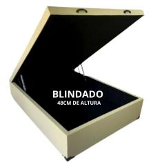 Cama Box Baú Casal Blindado com 48cm de altura total - Corino 