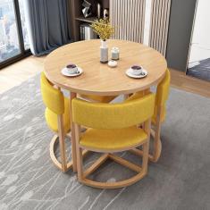 Mesa e Cadeiras Redonda WFJHZH para Sala de Recepção e Conferências, Conjunto de Mesa de Centro e Cadeiras Modernas com Material Ecológico e Estilo Simples e Elegantes