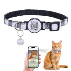 DOKITAG Coleira de gato com etiqueta de nome de código QR, coleira de gato com sinos e etiqueta de identificação, digitalização QR Receber e-mail de alerta de localização instantânea do animal de