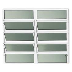 Janela de Alumínio Basculante 2 Seções 100x120cm Vidro Mini Boreal Plu