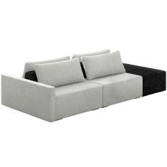 Sofá Ilha Modular Para Sala 252cm com Puff Dublin K01 Linho Cinza e Si