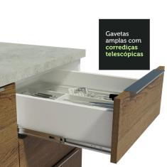 Armário de Cozinha Completa Stella 11 Portas 3 Gavetas MDF 330cm Branco Rustic Texturizado