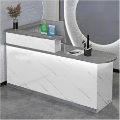 Mesa de recepção de recepção, balcão de recepção com luzes, mesa de balcão frontal com armário, balcão de varejo moderno com gavetas, para escritório de checkout, salão de beleza/saguão/spa