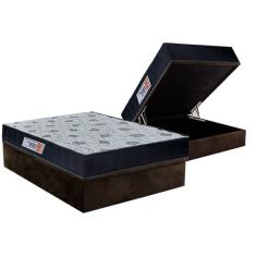 Cama Box Baú Casal: Colchão Ortopédico Orthoflex Foggia Sogni Unic Face + Base crc Suede Brown(138x188)