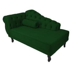 Recamier Decorativo Divã Larissa Lado Direito Suede Verde Pés Madeira 