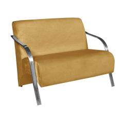 Poltrona Namoradeira Vênus Suede Braço Aluminio amarelo