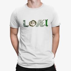 Camiseta ECF Masculina Série Loki Manga Curta Branca Poliester