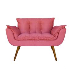 Namoradeira Decorativa Estofada Para Recepção Clínica Opala Suede Rosa - LM DECOR
