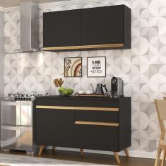 Cozinha Compacta Multimóveis Veneza Gb Fg3687 Com Armário E Balcão Preta