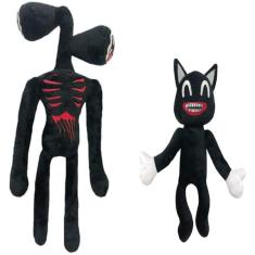 Brinquedos de pelúcia Siren Head Cat Dog para meninos e meninas, presente de festa (preto)