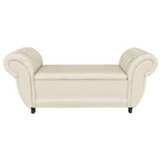Divã Recamier Com Baú Grécia 1,55 Cm Linho Bege