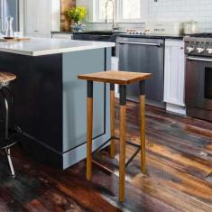 Banqueta Bistro Industrial Colors Ferro E Madeira Maciça - Preta Preto