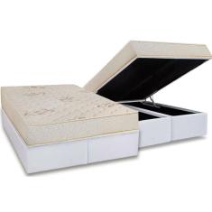 Conjunto Box Baú Queen: Colchão Espuma Luckspuma D45 Gran Luck Floral Pró Saúde + Base CRC Courano White(158x198)