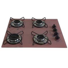 Fogão Cooktop Chamalar 4 Bocas Ultra Chama Bivolt XP, Marmorizado rosa
