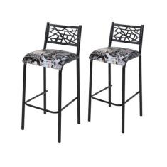 Conjunto 2 banquetas alta cozinha balcao ciplafe dani tubo preto fosco