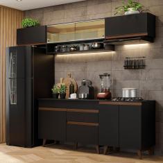 Armário De Cozinha Completa 260cm Preto Reims 11 Preto