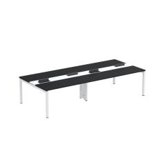 Mesa De Plataforma Dupla Para 4 Pessoas Corporativa 160x140/4p Pdc16/14/4p Preto/branco