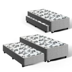 Cama Box com Colchão de Espuma e Auxiliar de Molas Unique 3 em 1 Solteiro 88cm