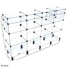 Balcão de Atendimento Modulado em Vidro com Porta Bijuteria - 1,60 x 1,00 x 0,30