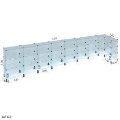 Balcão de Atendimento L Modulado em Vidro 4,00 x 1,00 x 1,00