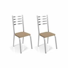 Kit com 2 Cadeiras Estofadas Alemanha Cromada 2C086CR Kappesberg Crome