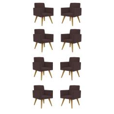Kit 08 Cadeiras Poltronas Decorativa - Escritório - Recepção Cor:marrom