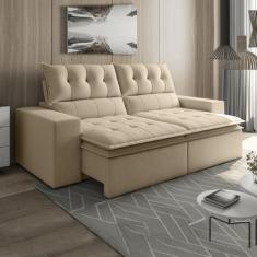 Sofá Retrátil e Reclinável 4 Lugares 290cm Pillow Top Duplo Base Madei
