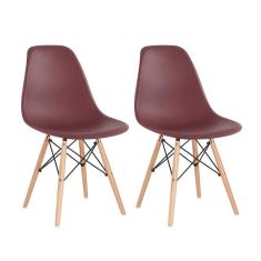 Kit - 2 x cadeiras Charles Eames Eiffel DSW - Base de madeira clara