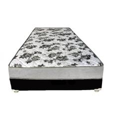 Cama Box Solteiro Suede Preto + Colchão Solteiro Suede Cinza Orto Molas Bonnel 88x188x55