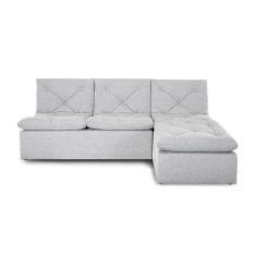 Sofá Herval Flora, 2 Lugares e Chaise-longue, Linho Cinza