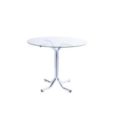 Mesa Redonda com Tampo Vidro Braga Compoarte Cromado