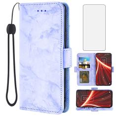 Asuwish Compatível com TCL 10 5G UW Verizon capa e protetor de tela de vidro temperado, acessórios, compartimento para cartão, suporte, carteira de mármore, capas de telefone para TCL105GUW TLC 105GUW